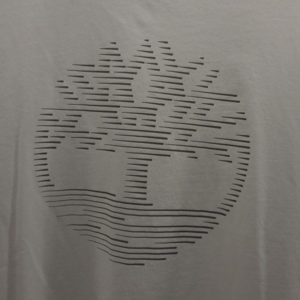 Timberland Mens Graphic T-Shirt White Gray Crew 100% Organic Cotton Logo M